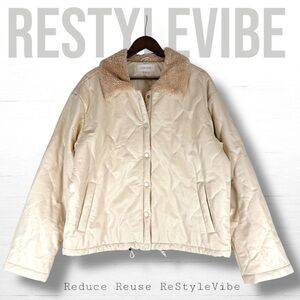 DEAR JOHN Women’s Size L Jacket Coat Quilted Vegan Faux Leather Sherpa Collar